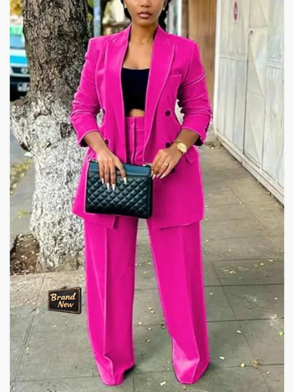 Business Casual Suit Set Blazer and Straight Leg Pants